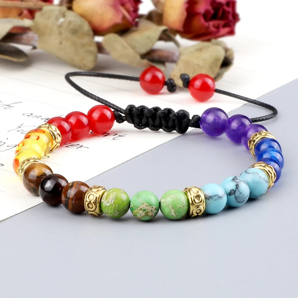 Adjustable 7 Chakra Beaded Reiki Bracelet