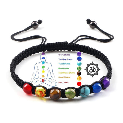 7 Chakra Beads Bracelet with Braided String