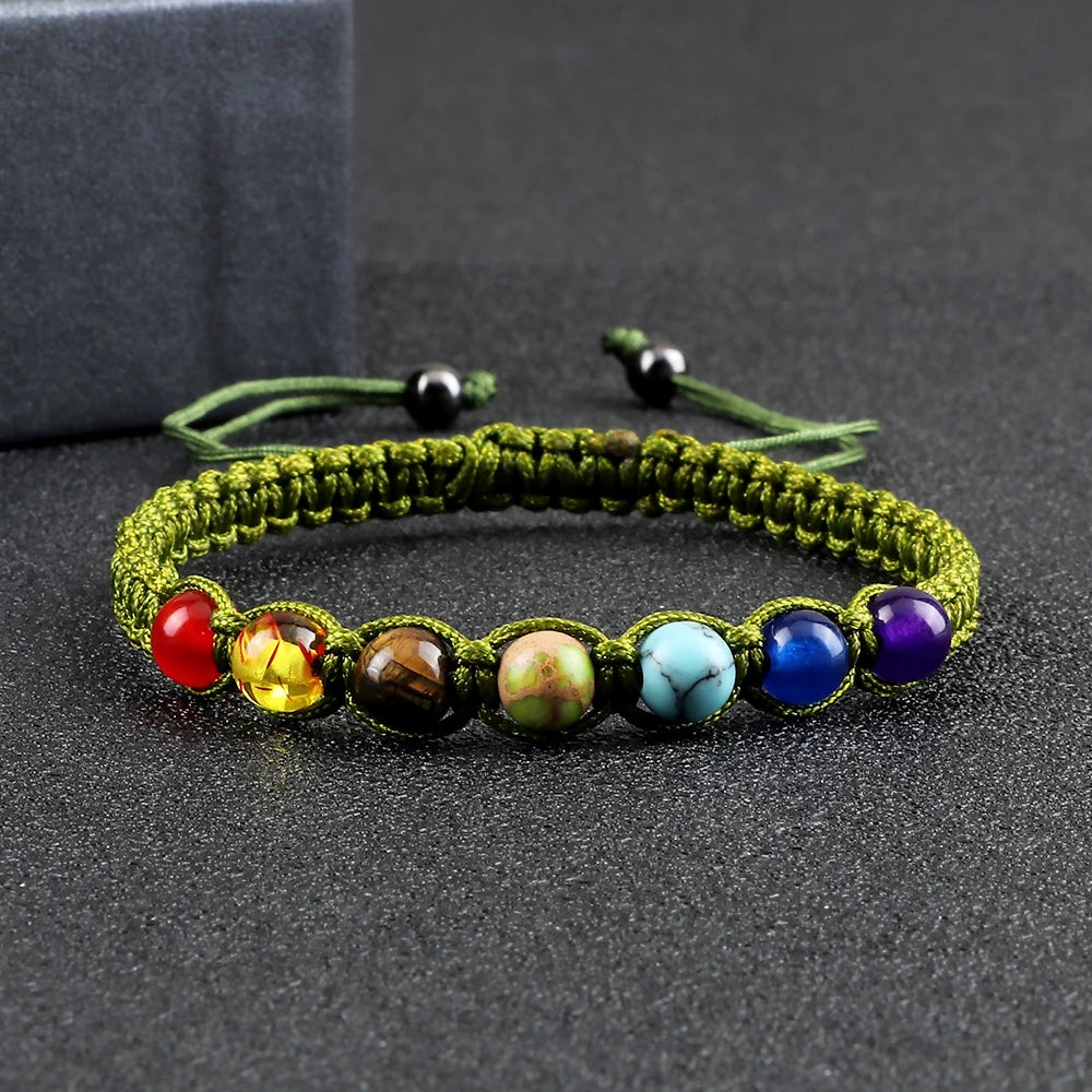 7 Chakra Beads Bracelet with Braided String