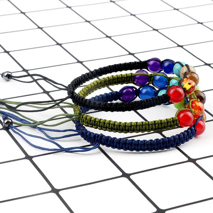 7 Chakra Beads Bracelet with Braided String