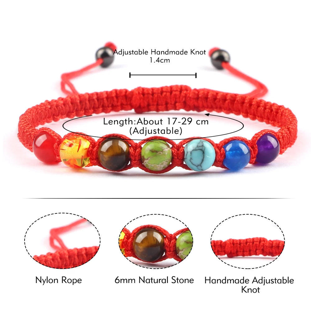 7 Chakra Beads Bracelet with Braided String