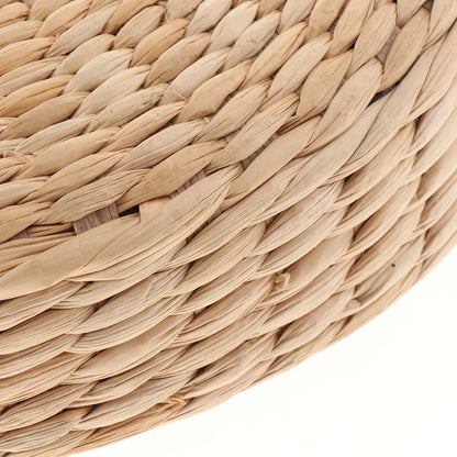 Hand-Woven Natural Straw Round Pouf Cushion