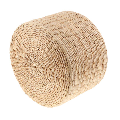 Hand-Woven Natural Straw Round Pouf Cushion